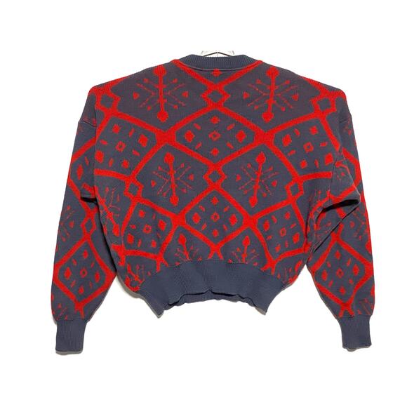 Vintage Lido Sports Wool Sweater XL Geometric Retro USA Runs Short 23" Length - Picture 2 of 6